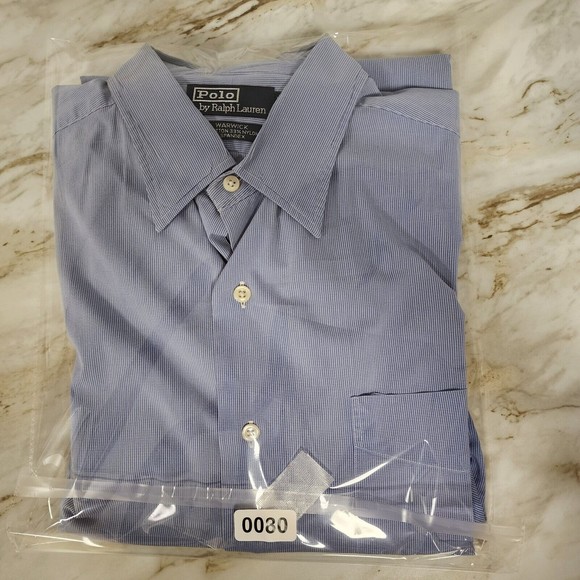 Polo Ralph Lauren Shirt Men Large Sky Blue Striped Warwick Button Down - Picture 13 of 14